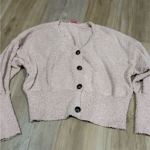 Pink Lily Blush Button-Up Cardigan